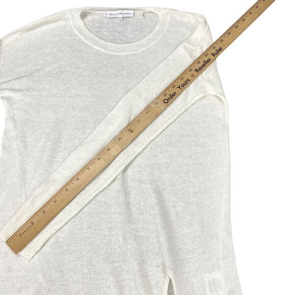White + Warren 100% Linen Knotted Top Crewneck White Sz XS - Picture 10 of 11